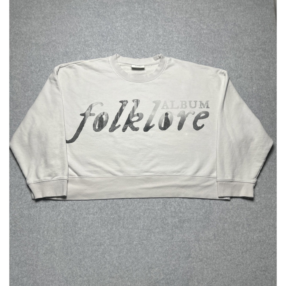 Taylor Swift Folklore Album Boxy Spell-out Pullover Sweater Women's Large (READ)